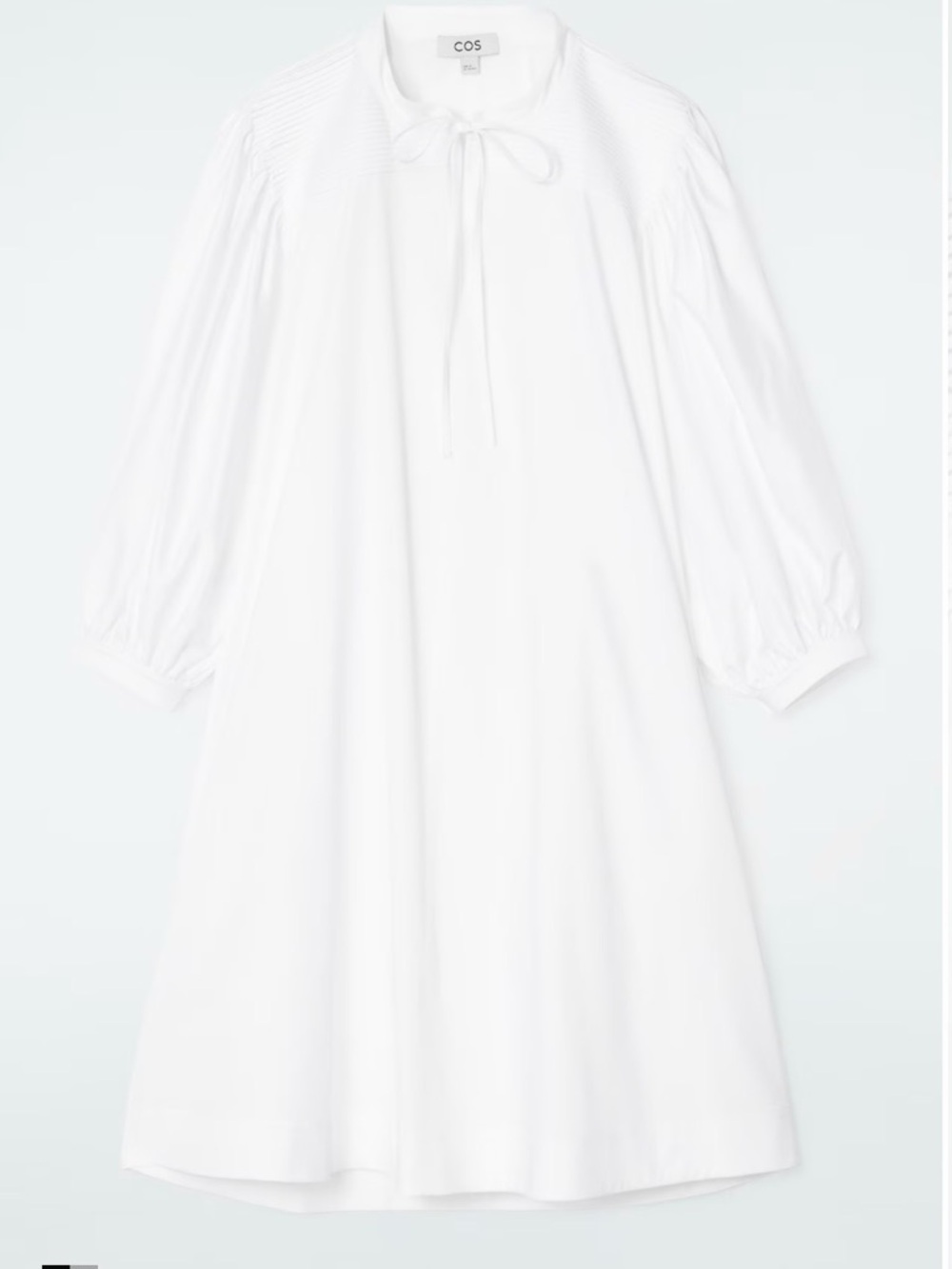 COS White Pintuck Yoke Tie-Front Mini Dress - Picture 3 of 8